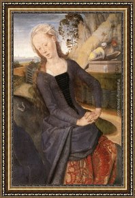 Triptych Framed Paintings - Triptych of Adriaan Reins [detail 3, central panel] by Hans Memling